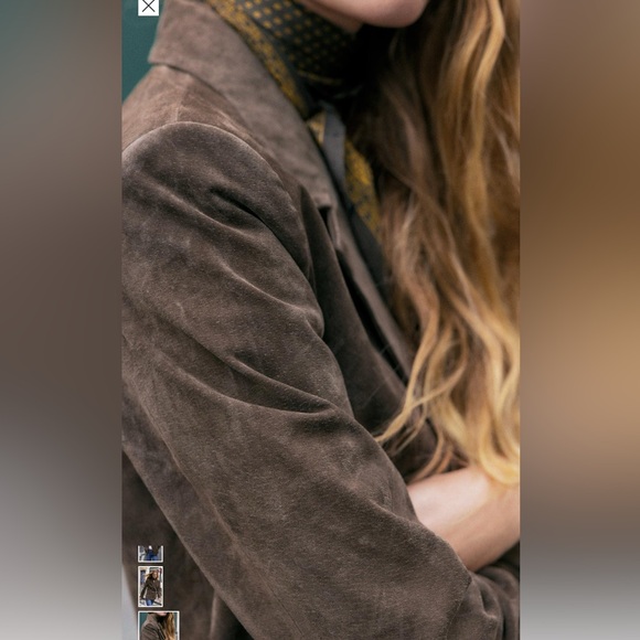 Brown Suede Double-Breasted Women's Jacket - Picture 4 of 7